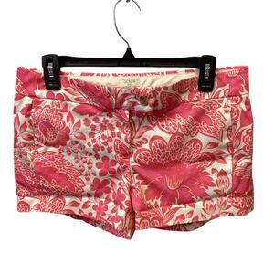 J Crew Womens Size 6 Stretch Cotton Blend Pink Floral Short Shorts w Pockets